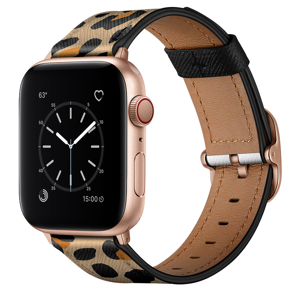 Printed Genuine Leather Watch Band for Apple Watch Series 9 8 7 41mm 6 SE (2023) SE(2022) SE 5 4 40mm 3 2 1 38mm Printed Genuine Leather Watch Band for Apple Watch Series 9 8 7 41mm 6 SE (2023) SE(2022) SE 5 4 40mm 3 2 1 38mm